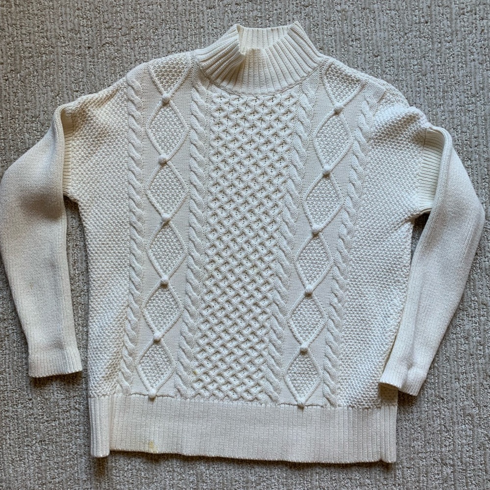 J. Crew Swingy Cable-Knit Mock Neck Pull Over Sweater
